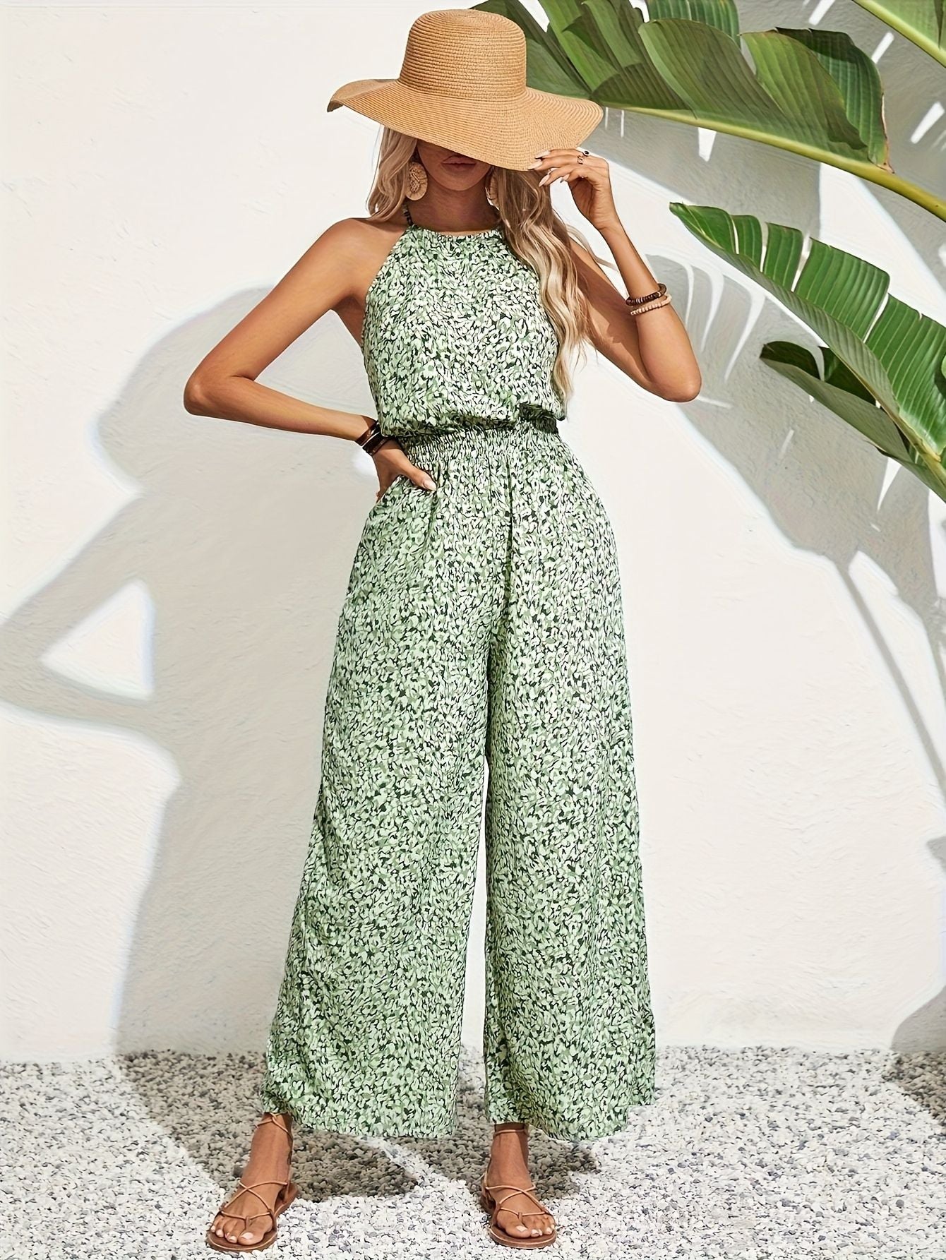 Floral Halter Baggy Jumpsuit