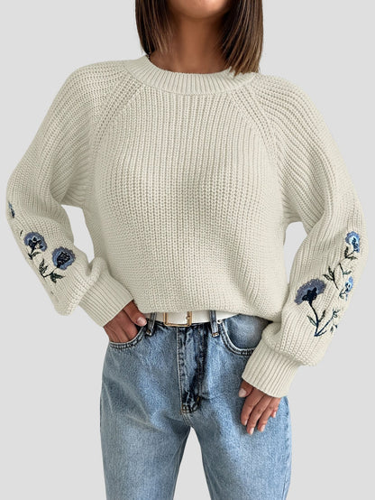 Floral Casual Embroidery Pullover Sweater