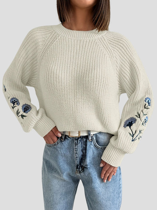 Floral Casual Embroidery Pullover Sweater
