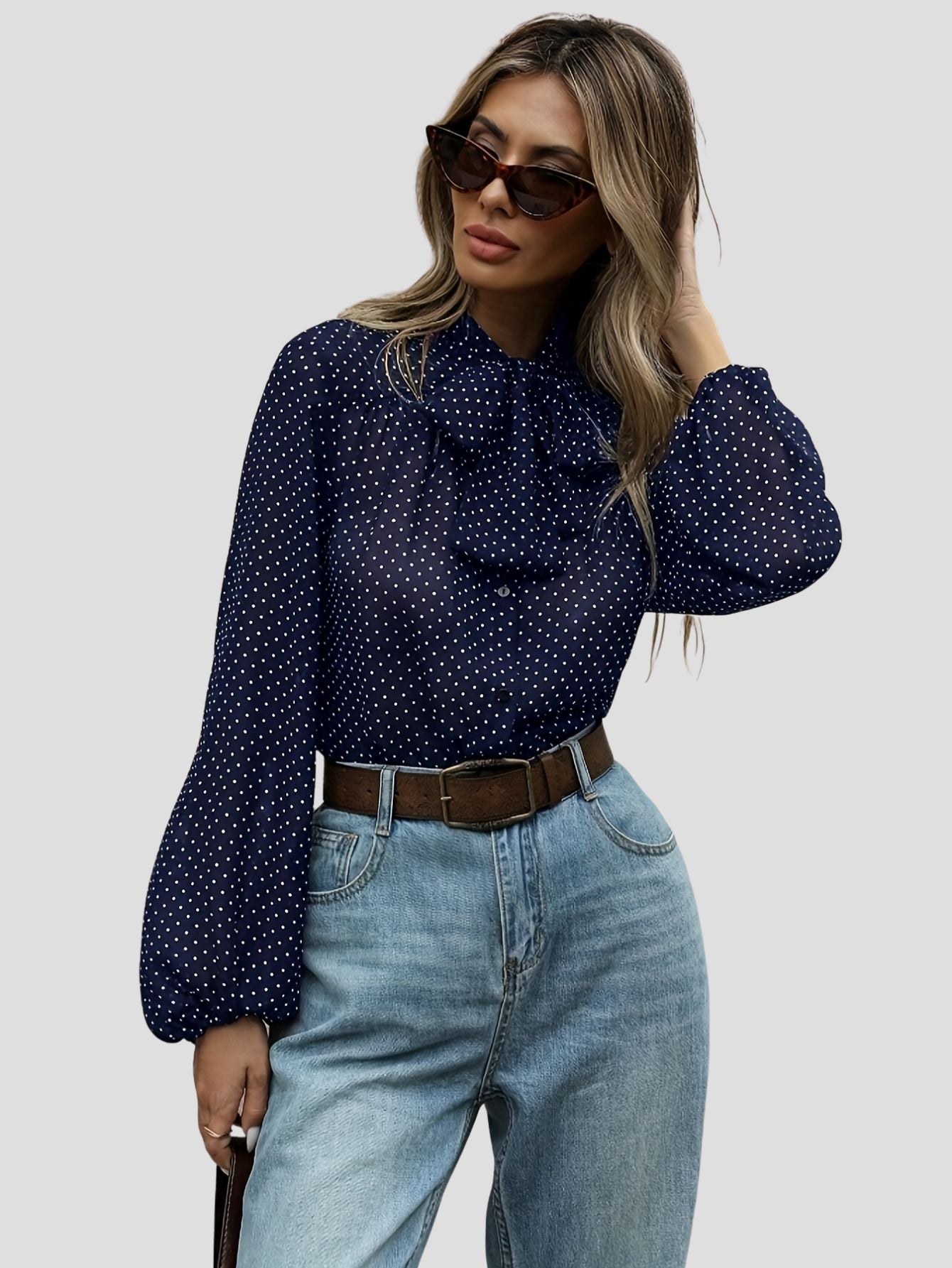 Polka Dot Tie Blouse