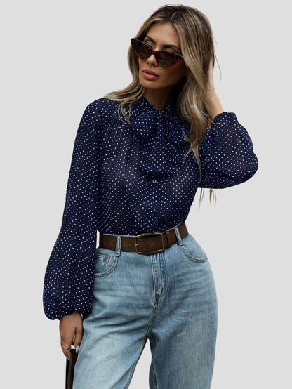 Polka Dot Tie Blouse