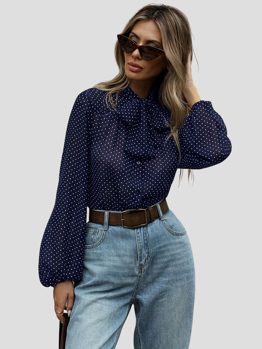Polka Dot Tie Blouse