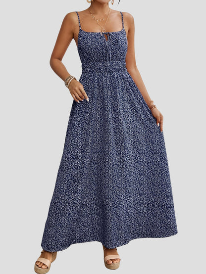 Flower Print Sleeveless Maxi Dress