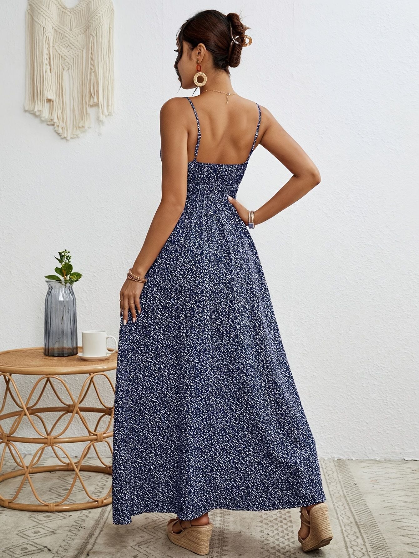 Flower Print Sleeveless Maxi Dress