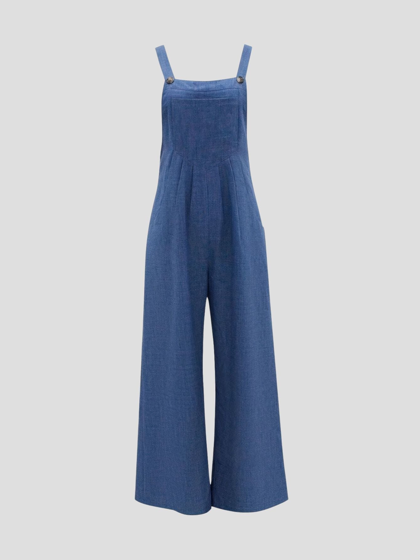 Solid  Pleated Pocket Overalls