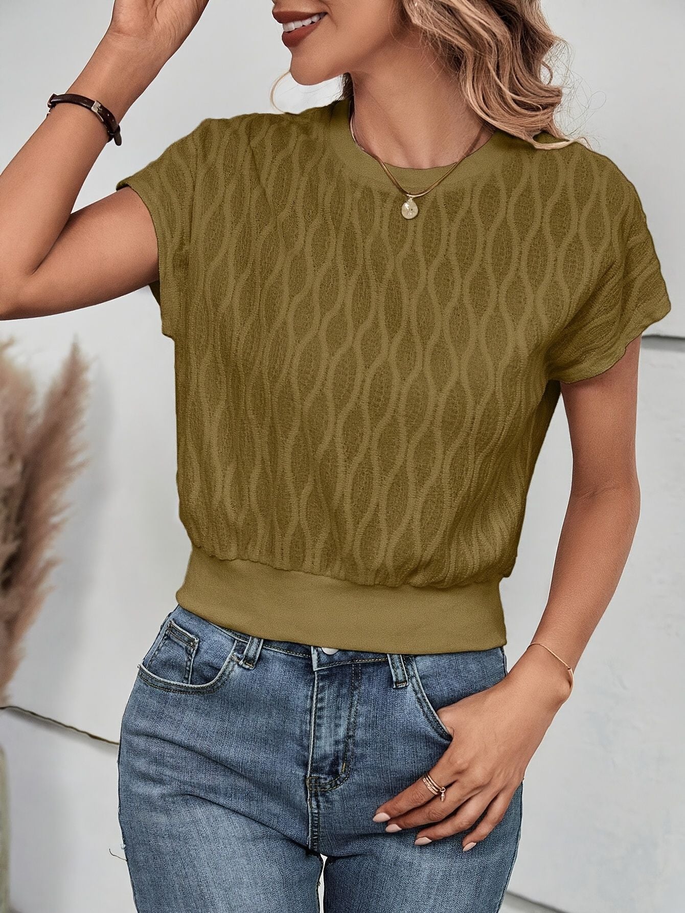 Solid Color Sleeve T-Shirt