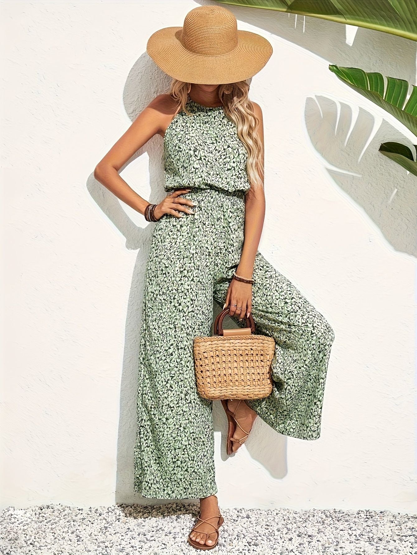 Floral Halter Baggy Jumpsuit