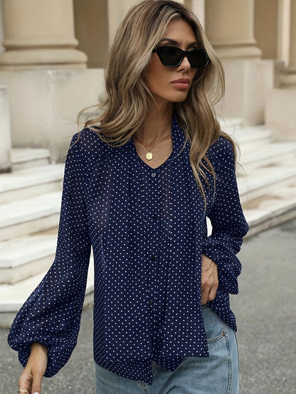 Polka Dot Tie Blouse