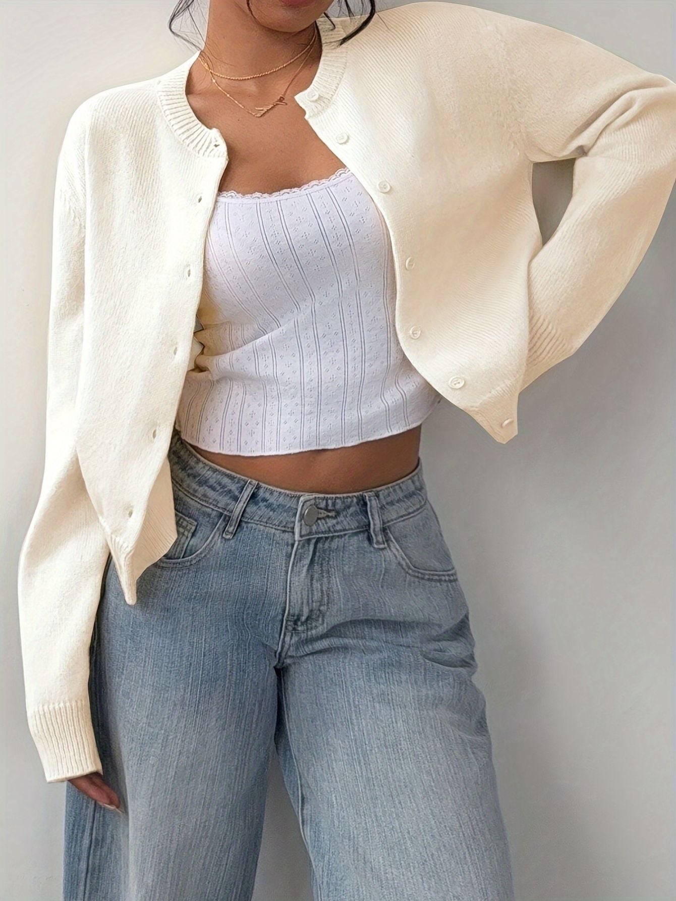 Beige Button Up Cardigan