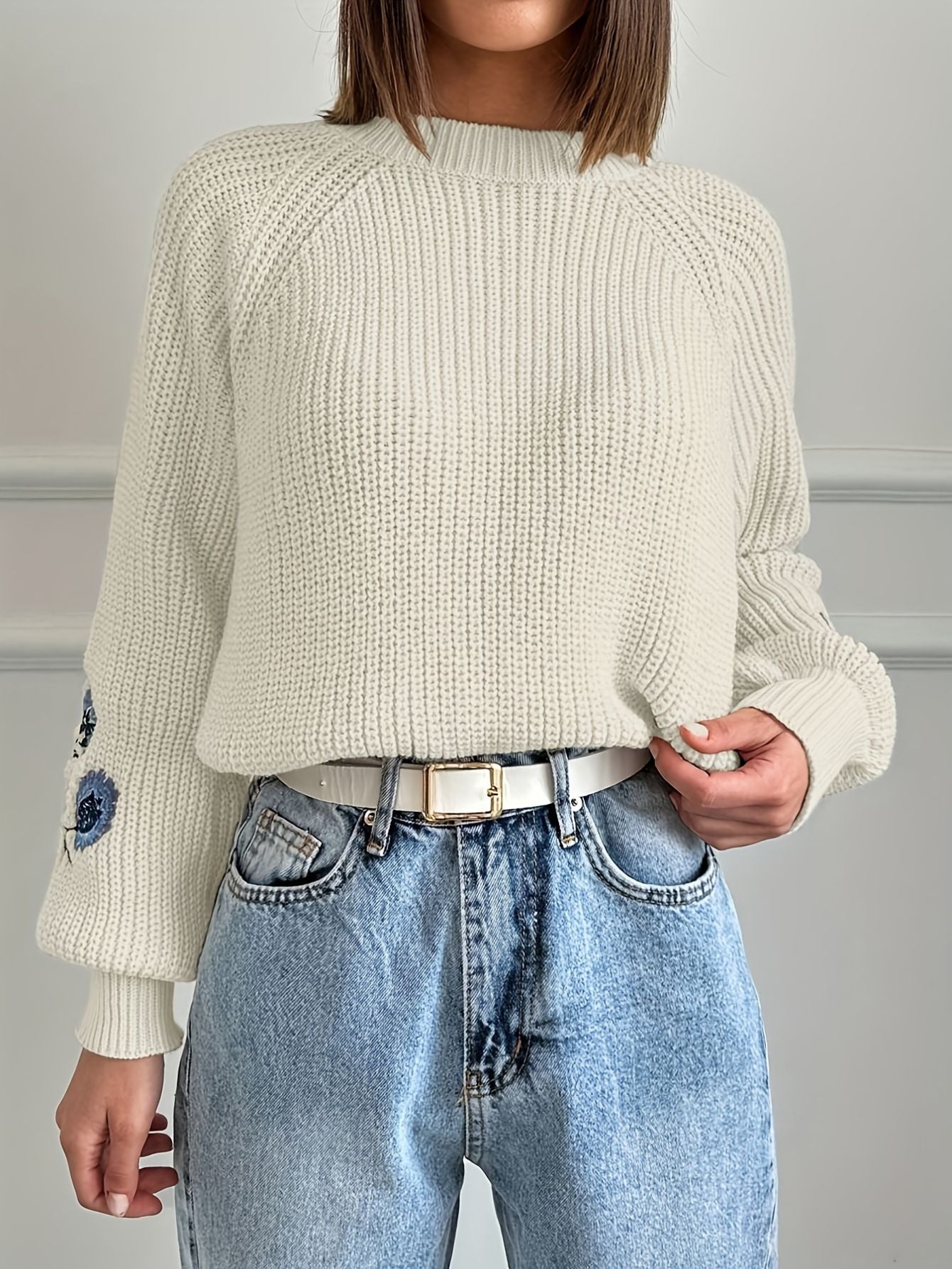 Floral Casual Embroidery Pullover Sweater