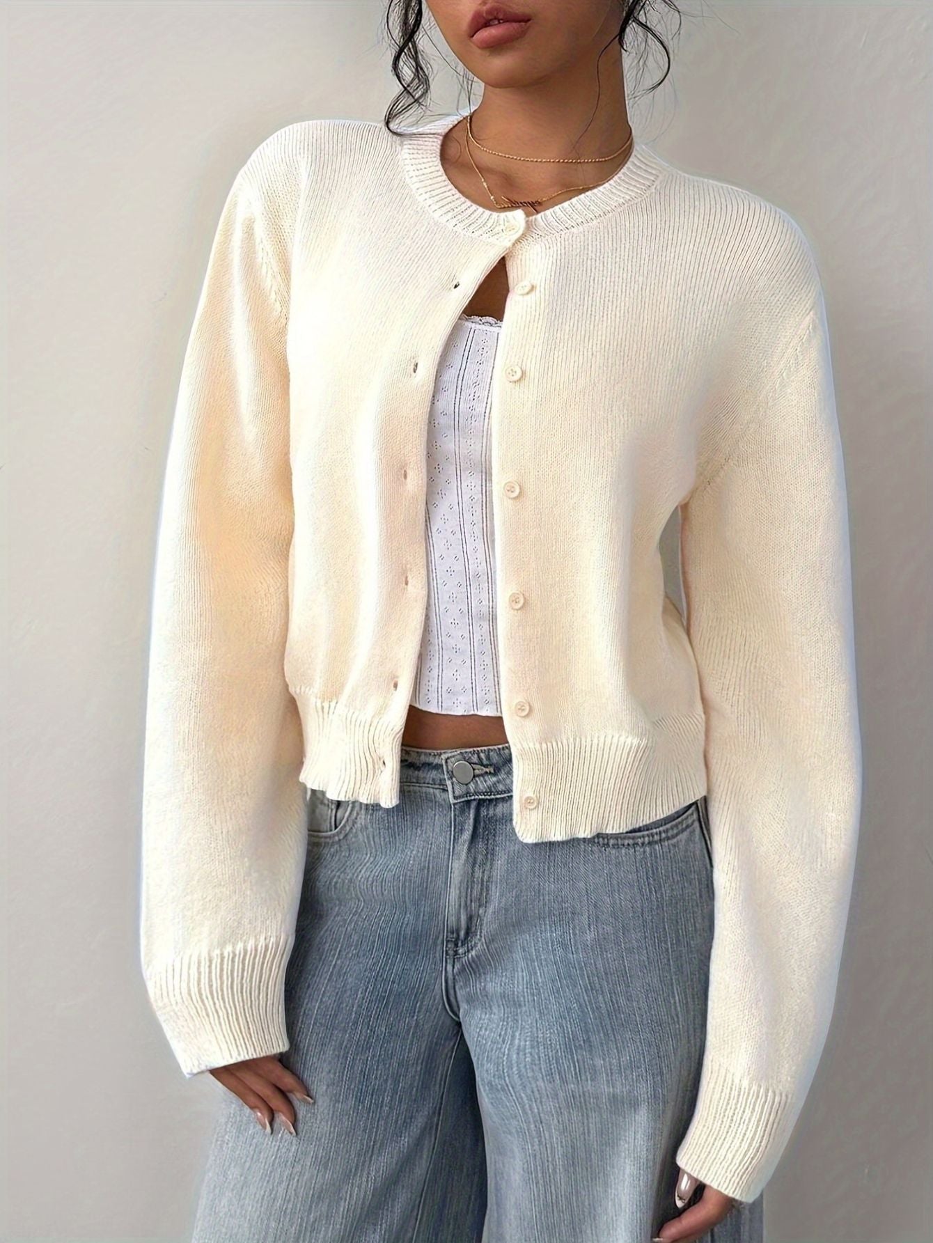 Beige Button Up Cardigan