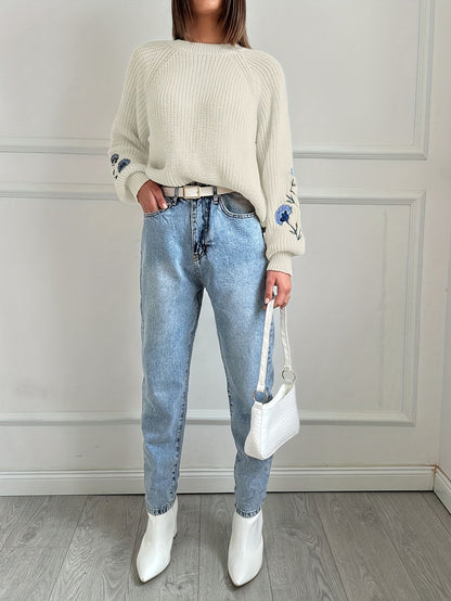 Floral Casual Embroidery Pullover Sweater