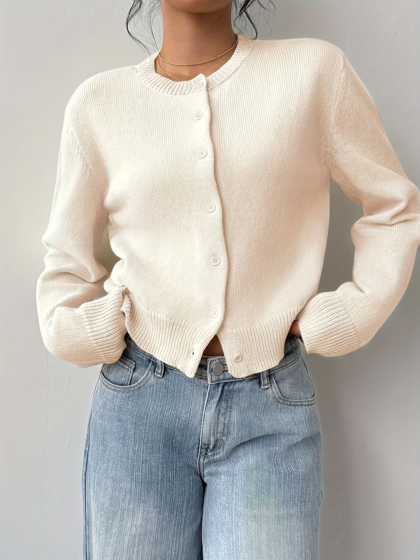 Beige Button Up Cardigan